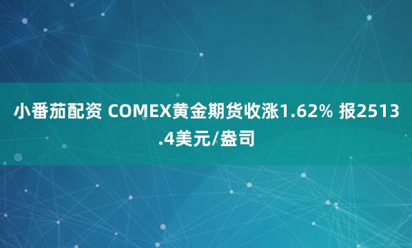 小番茄配资 COMEX黄金期货收涨1.62% 报2513.4美元/盎司